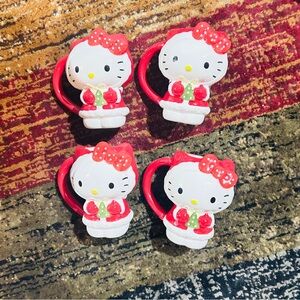 Blue Sky Red and White Hello Kitty Hair Clips